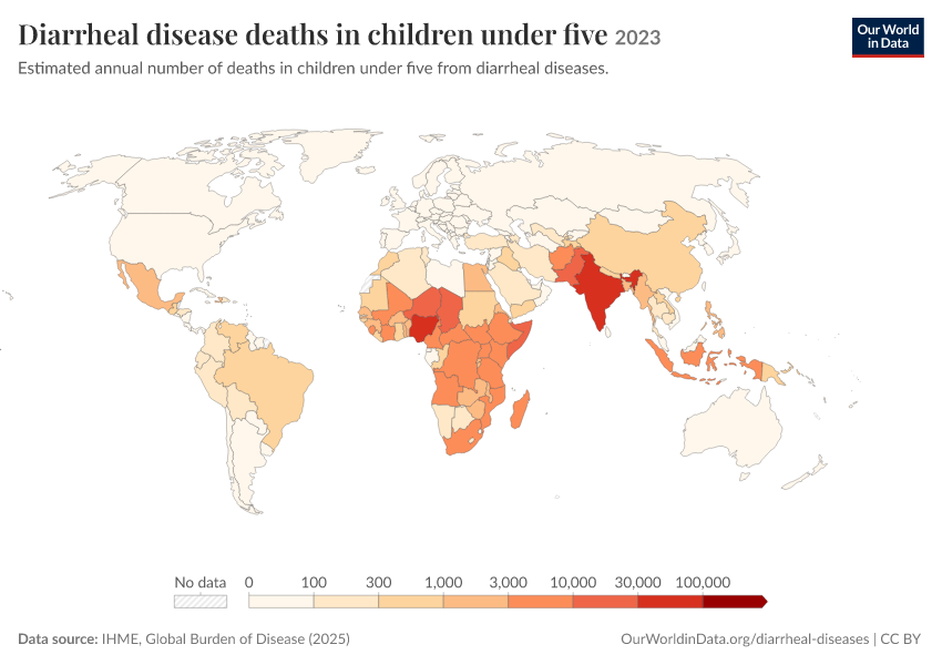 A thumbnail of the "Diarrheal disease deaths in children under five" chart