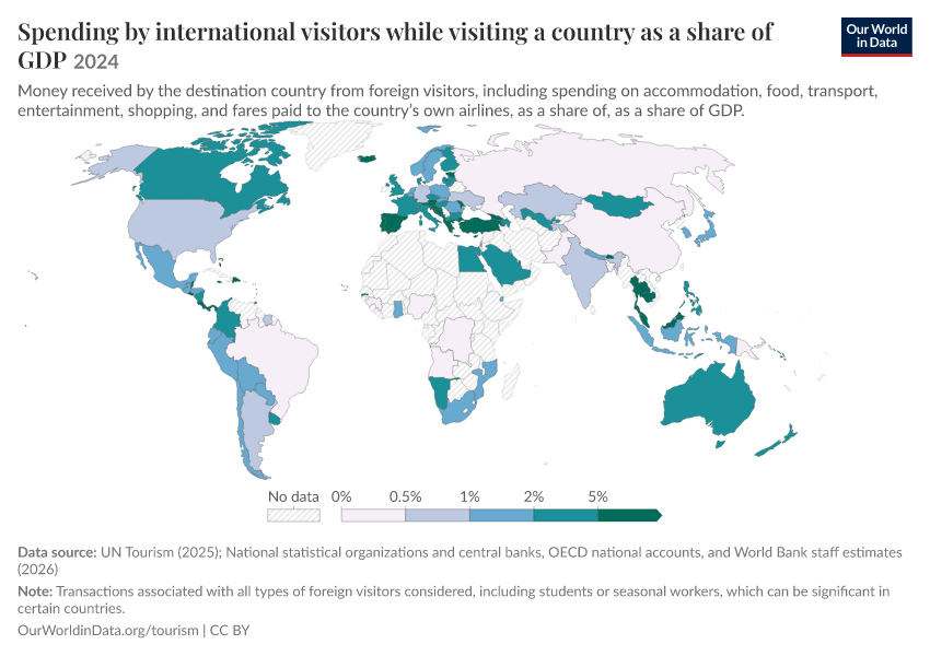 A thumbnail of the "Spending by international visitors while visiting a country as a share of GDP" chart